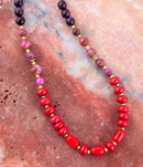 Le Rouge Red Magnesite Multi-Stone Long Necklace