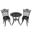 Black Ornate Outdoor Patio Garden Aluminum 3 Piece Bistro Set