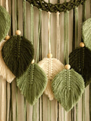 GobekUsa Leaf Macrame Tapestry Brown Green Wall Tapestry Boho Home Decoration Macrame Wall Hanging Home Living Room Decors Aesthetic Gift
