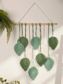 GobekUsa Leaf Macrame Tapestry Brown Green Wall Tapestry Boho Home Decoration Macrame Wall Hanging Home Living Room Decors Aesthetic Gift