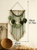 GobekUsa Leaf Macrame Tapestry Brown Green Wall Tapestry Boho Home Decoration Macrame Wall Hanging Home Living Room Decors Aesthetic Gift