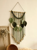 GobekUsa Leaf Macrame Tapestry Brown Green Wall Tapestry Boho Home Decoration Macrame Wall Hanging Home Living Room Decors Aesthetic Gift