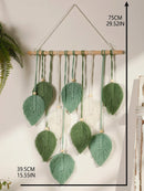 GobekUsa Leaf Macrame Tapestry Brown Green Wall Tapestry Boho Home Decoration Macrame Wall Hanging Home Living Room Decors Aesthetic Gift