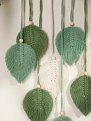 GobekUsa Leaf Macrame Tapestry Brown Green Wall Tapestry Boho Home Decoration Macrame Wall Hanging Home Living Room Decors Aesthetic Gift