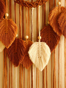 GobekUsa Leaf Macrame Tapestry Brown Green Wall Tapestry Boho Home Decoration Macrame Wall Hanging Home Living Room Decors Aesthetic Gift