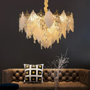 GobekUsa Crystal Glass Chandelier Blade LED Pendant Light for Living Dining Bedroom Lighting