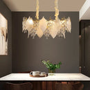 GobekUsa Crystal Glass Chandelier Blade LED Pendant Light for Living Dining Bedroom Lighting