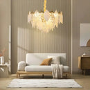 GobekUsa Crystal Glass Chandelier Blade LED Pendant Light for Living Dining Bedroom Lighting