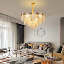 GobekUsa Crystal Glass Chandelier Blade LED Pendant Light for Living Dining Bedroom Lighting