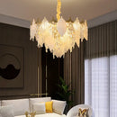 GobekUsa Crystal Glass Chandelier Blade LED Pendant Light for Living Dining Bedroom Lighting