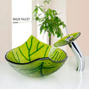 GobekUsa Green Glass Vessel Sink Set with Waterfall Faucet - Luxury Bathroom Vanity