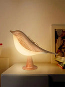 Art deco wooden bird lamp rechargeable bedroom nightlight by Decorbites