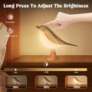 Art deco wooden bird lamp rechargeable bedroom nightlight by Decorbites