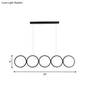 GobekUsa LED Ceiling  5-Ring Black Hanging Island Light Metal Pendant over Table, Warm/White Light