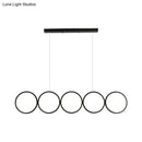 GobekUsa LED Ceiling  5-Ring Black Hanging Island Light Metal Pendant over Table, Warm/White Light