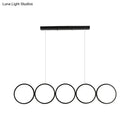 GobekUsa LED Ceiling  5-Ring Black Hanging Island Light Metal Pendant over Table, Warm/White Light