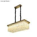 GobekUsa LED Gold Suspension Crystal Rod Island Light for Dining Room - Simplicity & Warm/White Lighting