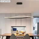 GobekUsa 31.5"/39" Simple LED Island Lamp with Black Leaf Frame - Ceiling Hang Fixture in Warm/White Light