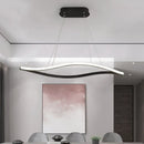 GobekUsa 31.5"/39" Simple LED Island Lamp with Black Leaf Frame - Ceiling Hang Fixture in Warm/White Light