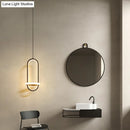 GobekUsa LED Metal Bedside Pendant Light with Halo Ring