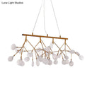 GobekUsa LED Metallic Gold Tree Branch Pendant Light for Minimalist Dining Room Ceiling