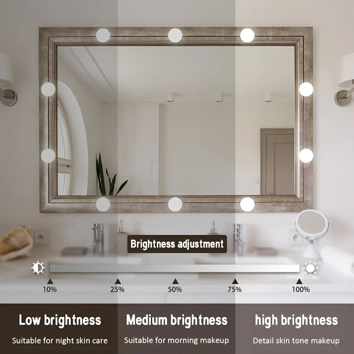 LED Mirror Light Bulbs with USB Touch Switch for Vanity & Dressing Table, photo 12 of 21