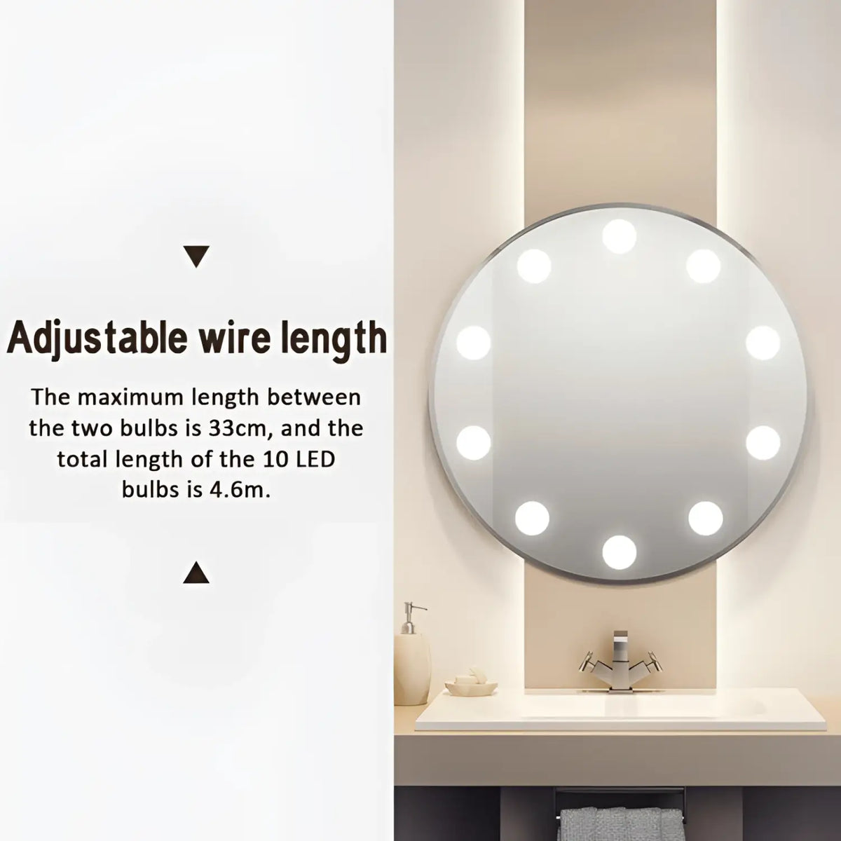 LED Mirror Light Bulbs with USB Touch Switch for Vanity & Dressing Table, photo 15 of 21