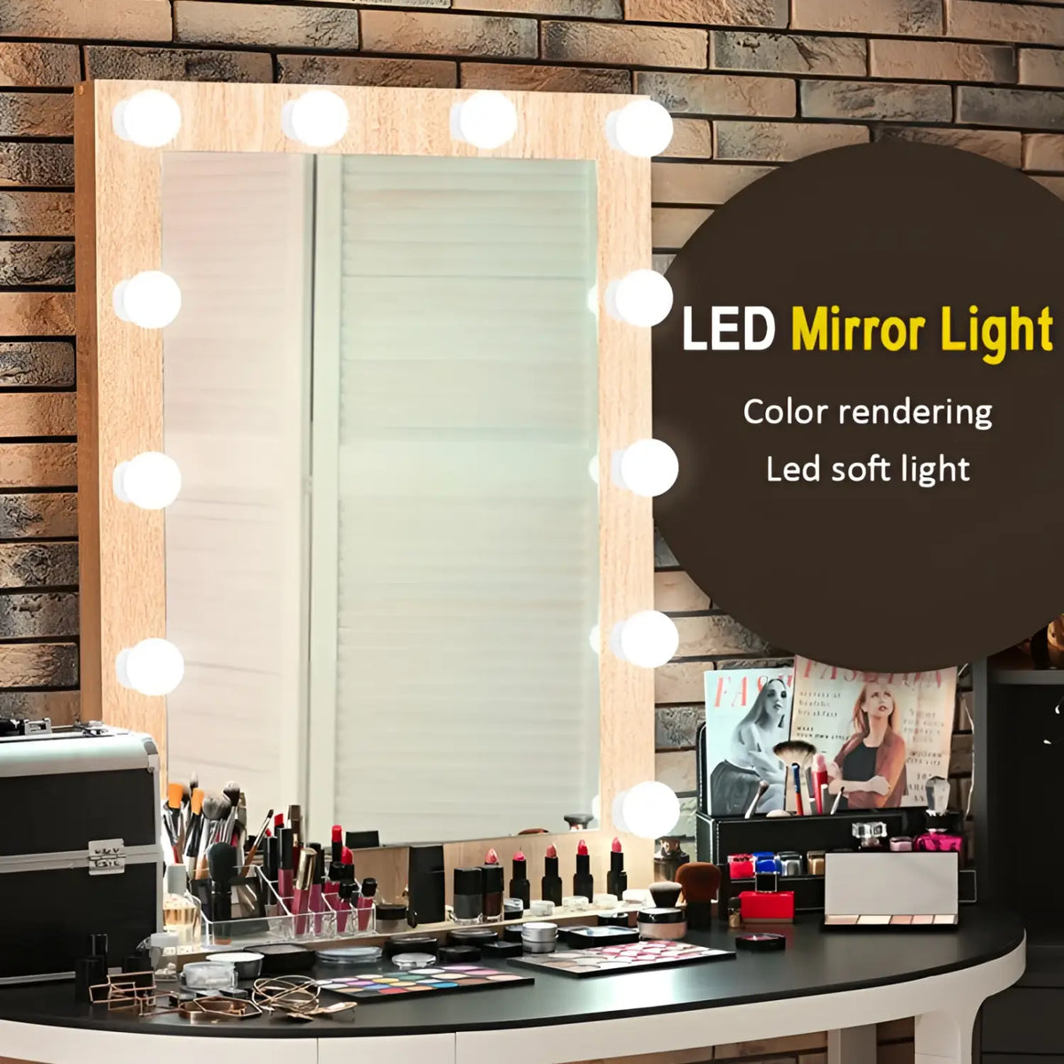 LED Mirror Light Bulbs with USB Touch Switch for Vanity & Dressing Table, photo 2 of 21
