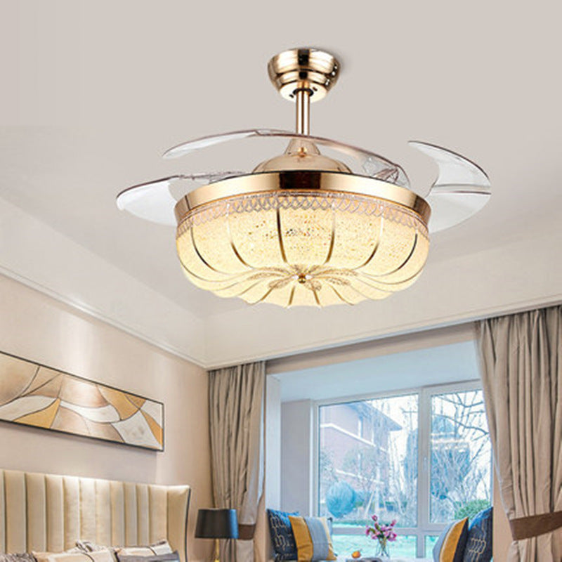 LED Pumpkin Frequency Conversion Ceiling Fan Light In Dining Room Bedroom, photo 2 of 5