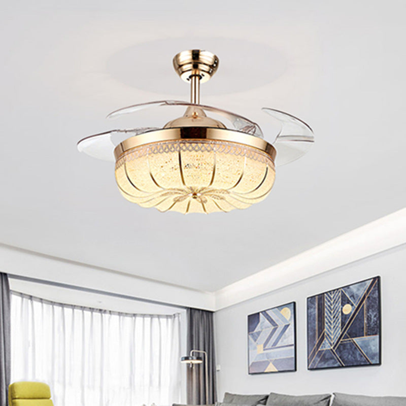 LED Pumpkin Frequency Conversion Ceiling Fan Light In Dining Room Bedroom, photo 3 of 5