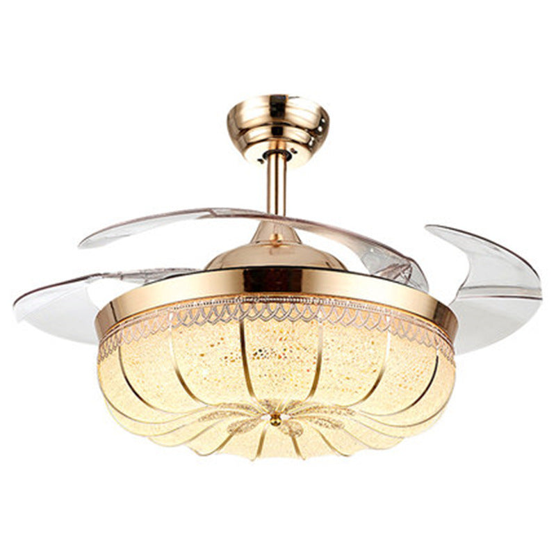 LED Pumpkin Frequency Conversion Ceiling Fan Light In Dining Room Bedroom, photo 5 of 5