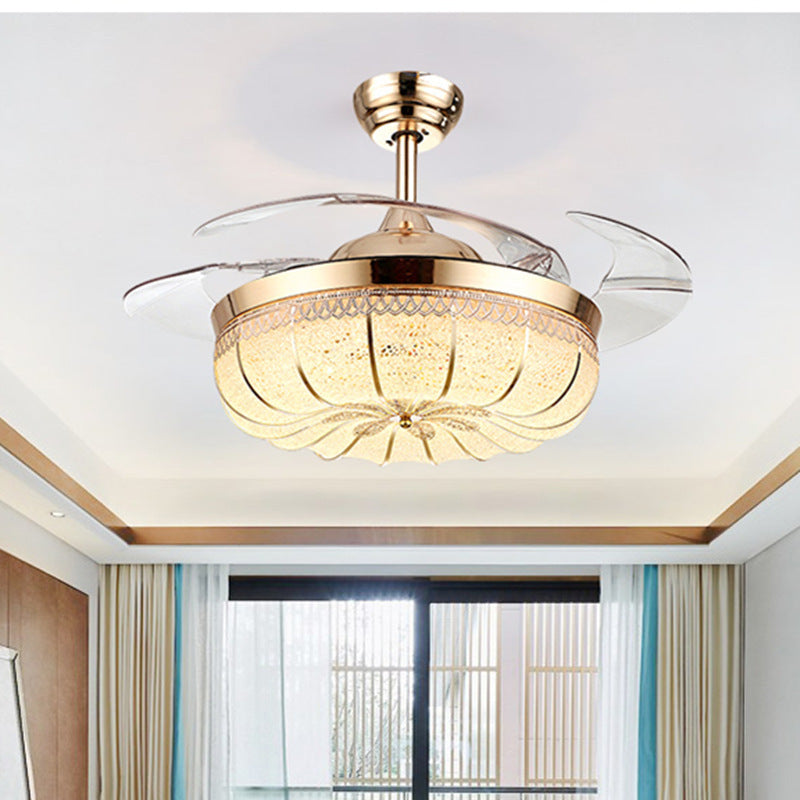 LED Pumpkin Frequency Conversion Ceiling Fan Light In Dining Room Bedroom, photo 4 of 5
