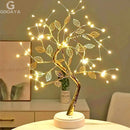 GobekUsa LED Rose Leaf Table Lamp USB Christmas Tree Fairy Light Night Lights Home DIY Party Wedding Bedroom Decoration Mother's Day Gift