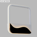 GobekUsa LED Wall Mount Sconce with Minimalist Square Frame in White/Black, Acrylic Shade, Warm/White Light