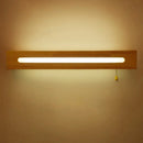 GobekUsa LED Wood Wall Sconce with Pull Chain for Bedside Lighting