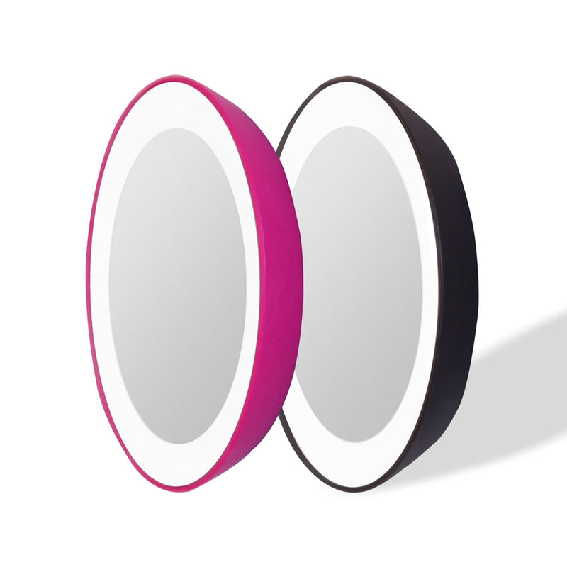 Lighted Compact Mirror with Magnification & Suction Cups