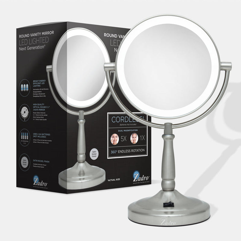 Lighted Makeup Mirror with Magnification & Cordless