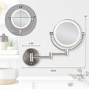 Lighted Wall Mounted Makeup Mirror with Magnification & Cordless