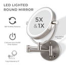 Lighted Wall Mounted Makeup Mirror with Magnification & Cordless