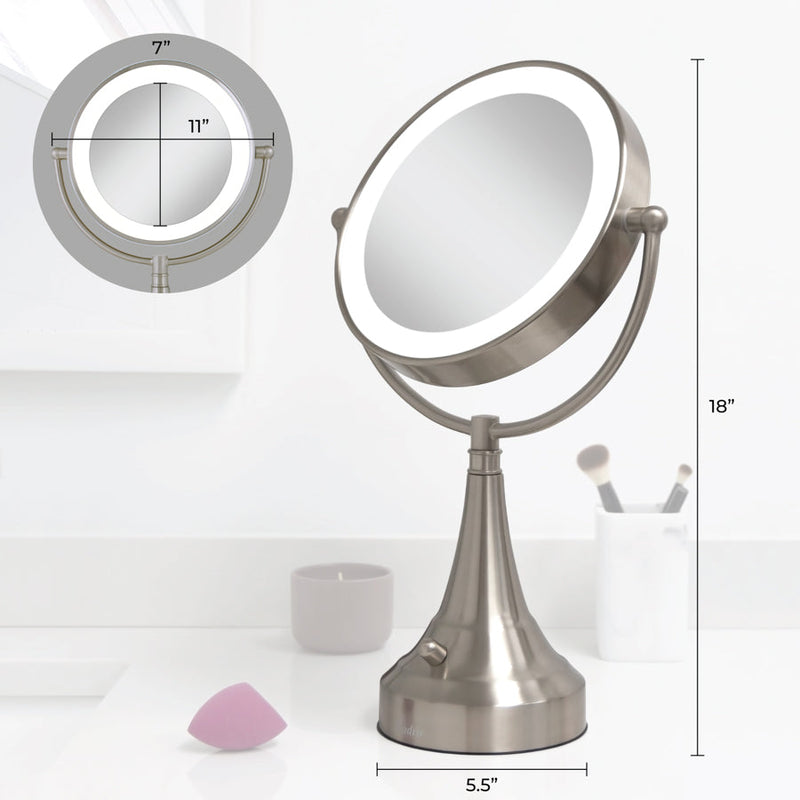 Lighted Makeup Mirror with Magnification & Battery/Cordless