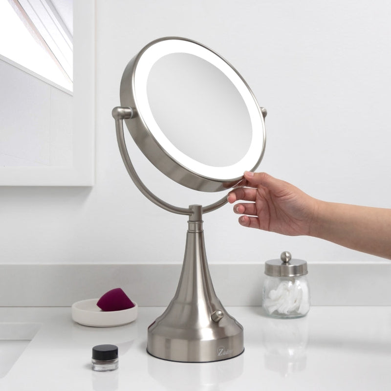 Lighted Makeup Mirror with Magnification & Battery/Cordless