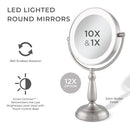 Lighted Makeup Mirror with Magnification & Touch Base