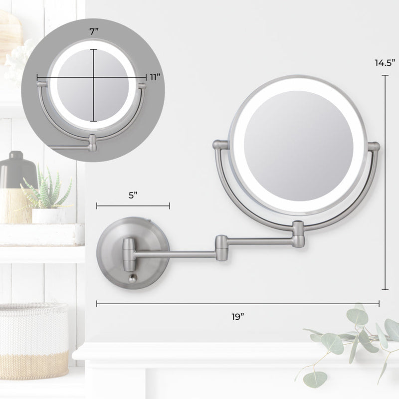 Lighted Wall Mounted Makeup Mirror with Magnification & Extendable Arm - Amazon