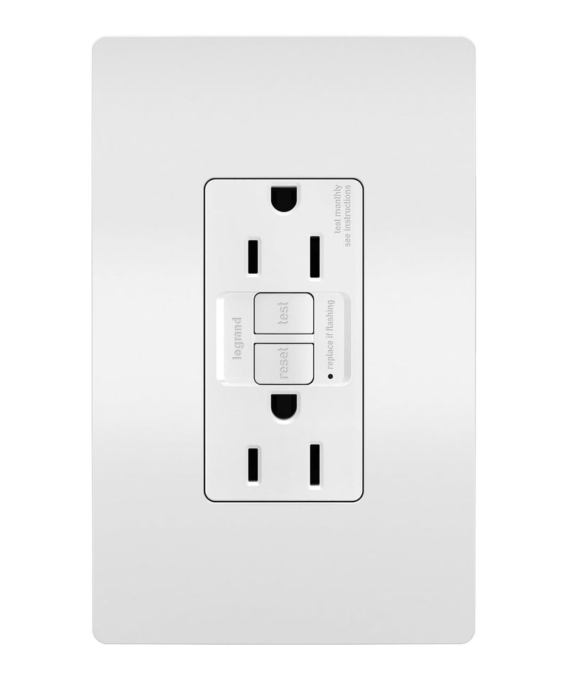 Legrand 1597TR radiant® Spec Grade 15A Tamper Resistant Self Test GFCI Receptacle