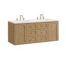 James Martin Laurent 60" Dual Mount Double Bathroom Vanity, Light Natural Oak