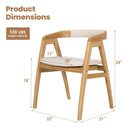 Leisure Bamboo Dining Chair with Curved Back and Anti-slip Foot Pads-Natural by LJGDeals