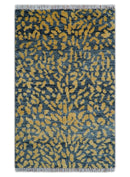 Leopard Animal Print Charcoal And Gold Hand Knotted Wool Rug by The Rug Decor