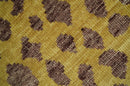 Golden Brown and Deep Purple Leopard Hand Knotted Wool Area Rug