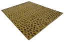 Golden Brown and Deep Purple Leopard Hand Knotted Wool Area Rug