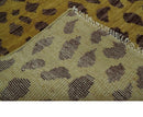 Golden Brown and Deep Purple Leopard Hand Knotted Wool Area Rug